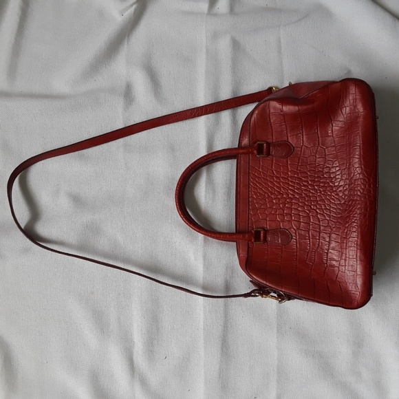 {Preston & York} Red Faux Croc Embossed Bowler Bag - Picture 2 of 8